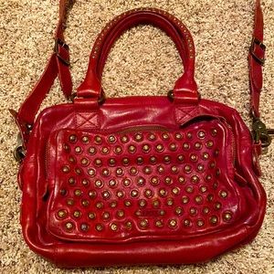 Frye maroon leather studded bag